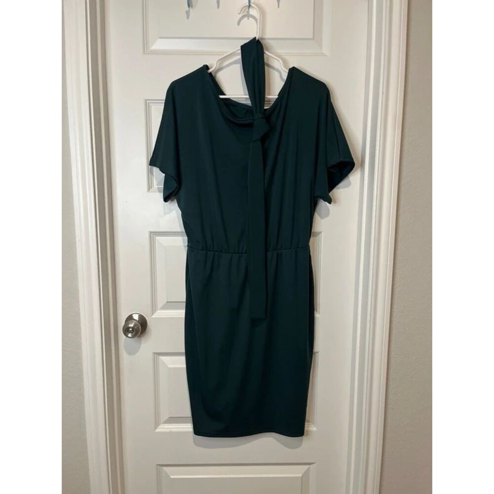 Shein curve womans green dress sz XL career midi belt